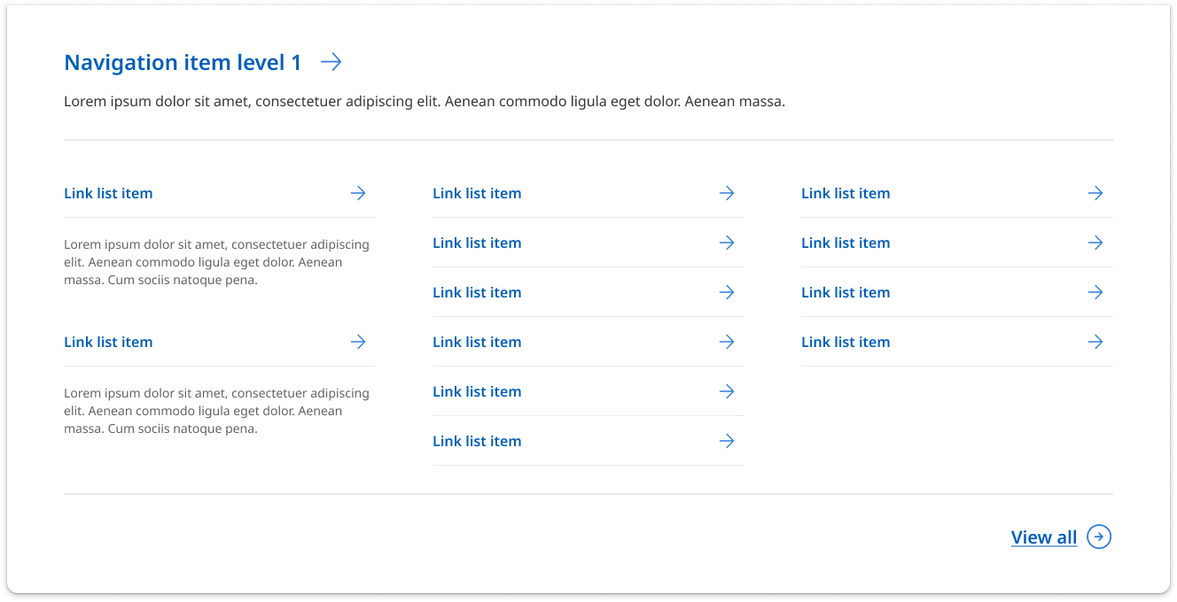 Example of mega menu