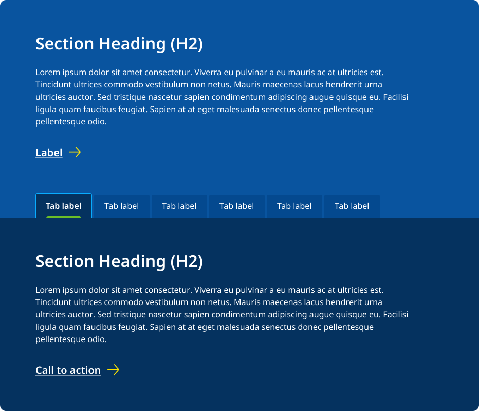 This is an example of a section tab being applied below a content section. 