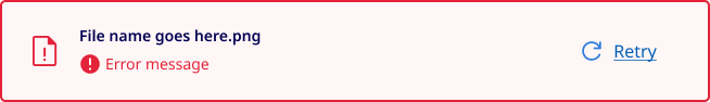 Example of file status component showing the error retry upload state.