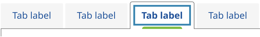 Example of the tab component with the focus outline set within the tab button. 